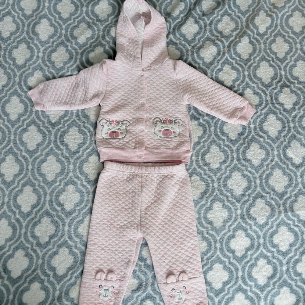 Duck Duck Goose Pink Quilted Kids Matching Set Size 24 months